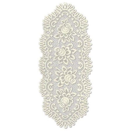 Heritage Lace 15 x 33 in. Rose Oval Runner - Ecru 56674E